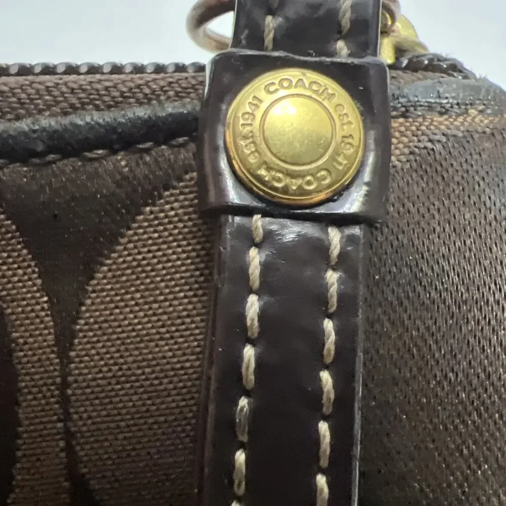 Coach Signature Logo Swingpack Crossbody Bag Brown Adjustable Strap Y2K COA